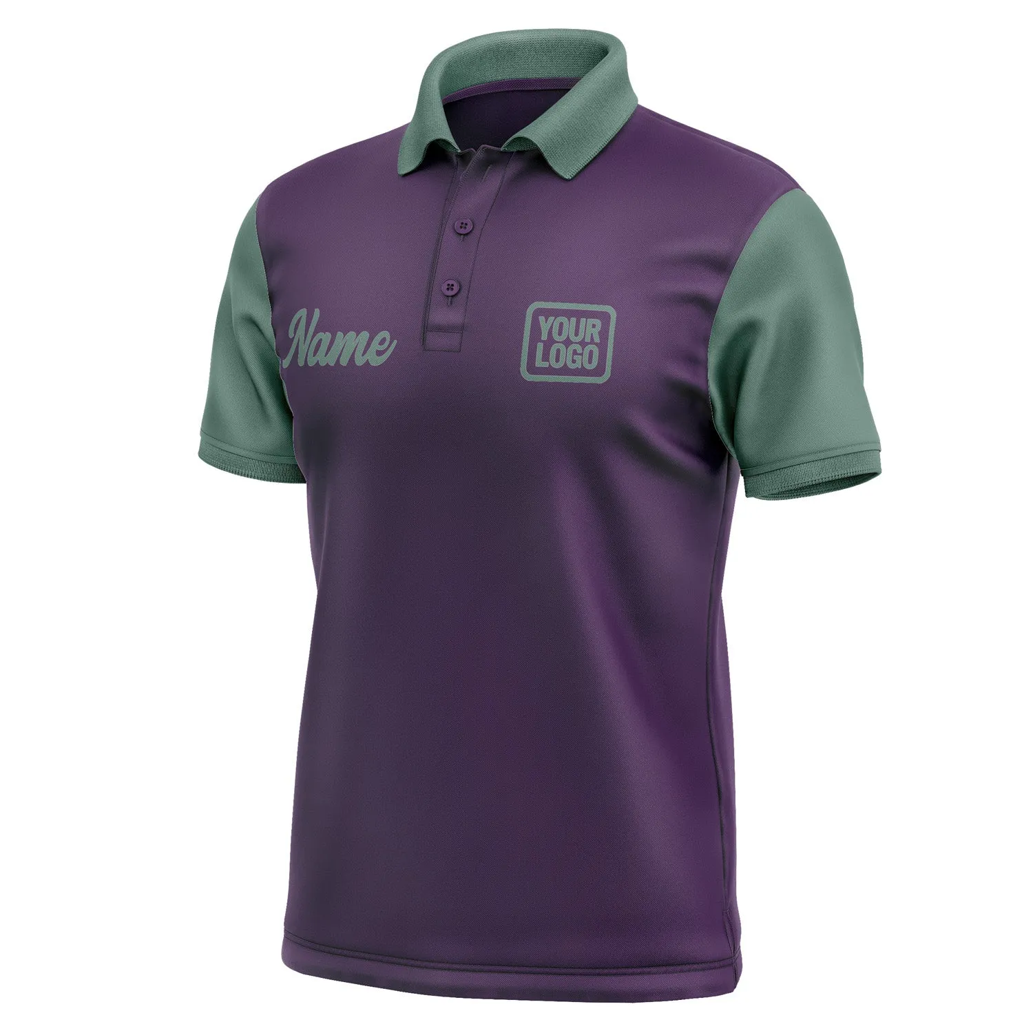 Custom Purple Blue Green Short-Sleeve Polo Shirt