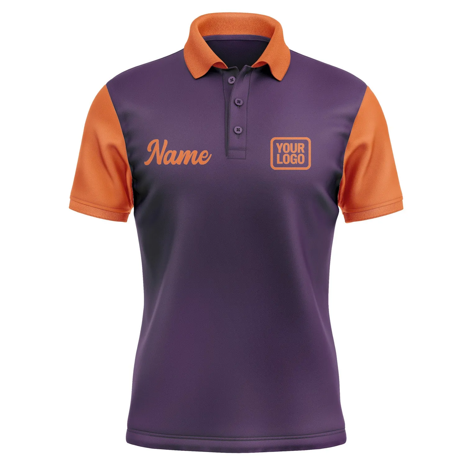 Custom Purple Orange Short-Sleeve Polo Shirt