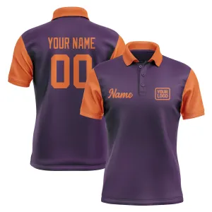 Custom Purple Orange Short-Sleeve Polo Shirt