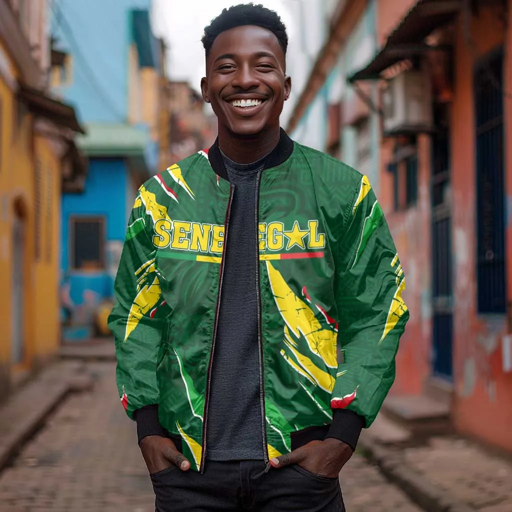 Custom Senegal Football Bomber Jacket Nations Cup 2024 Tranga Lions LT7
