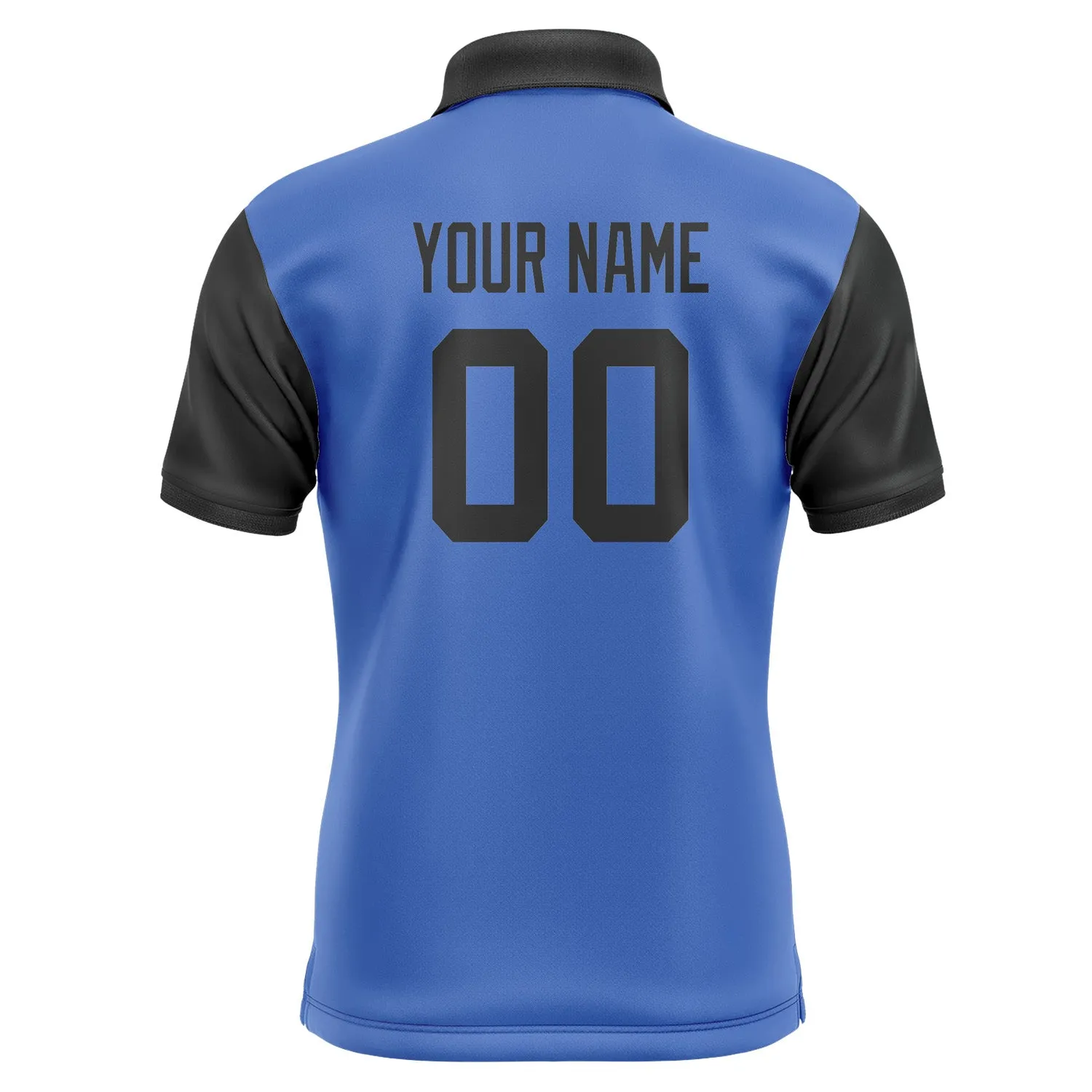 Custom Sky Blue Black Short-Sleeve Polo Shirt
