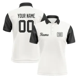 Custom White Black Short-Sleeve Polo Shirt