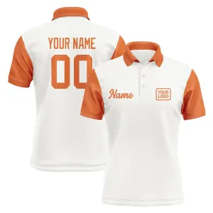 Custom White Orange Short-Sleeve Polo Shirt
