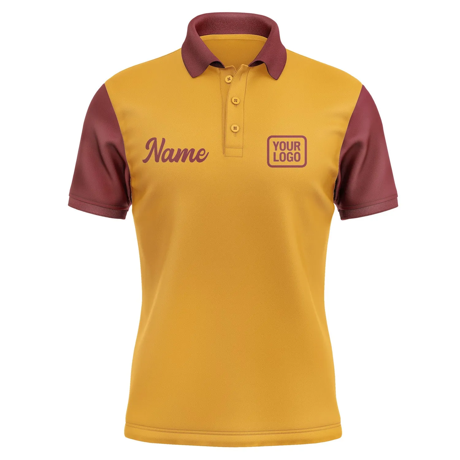 Custom Yellow Crimson Red Short-Sleeve Polo Shirt