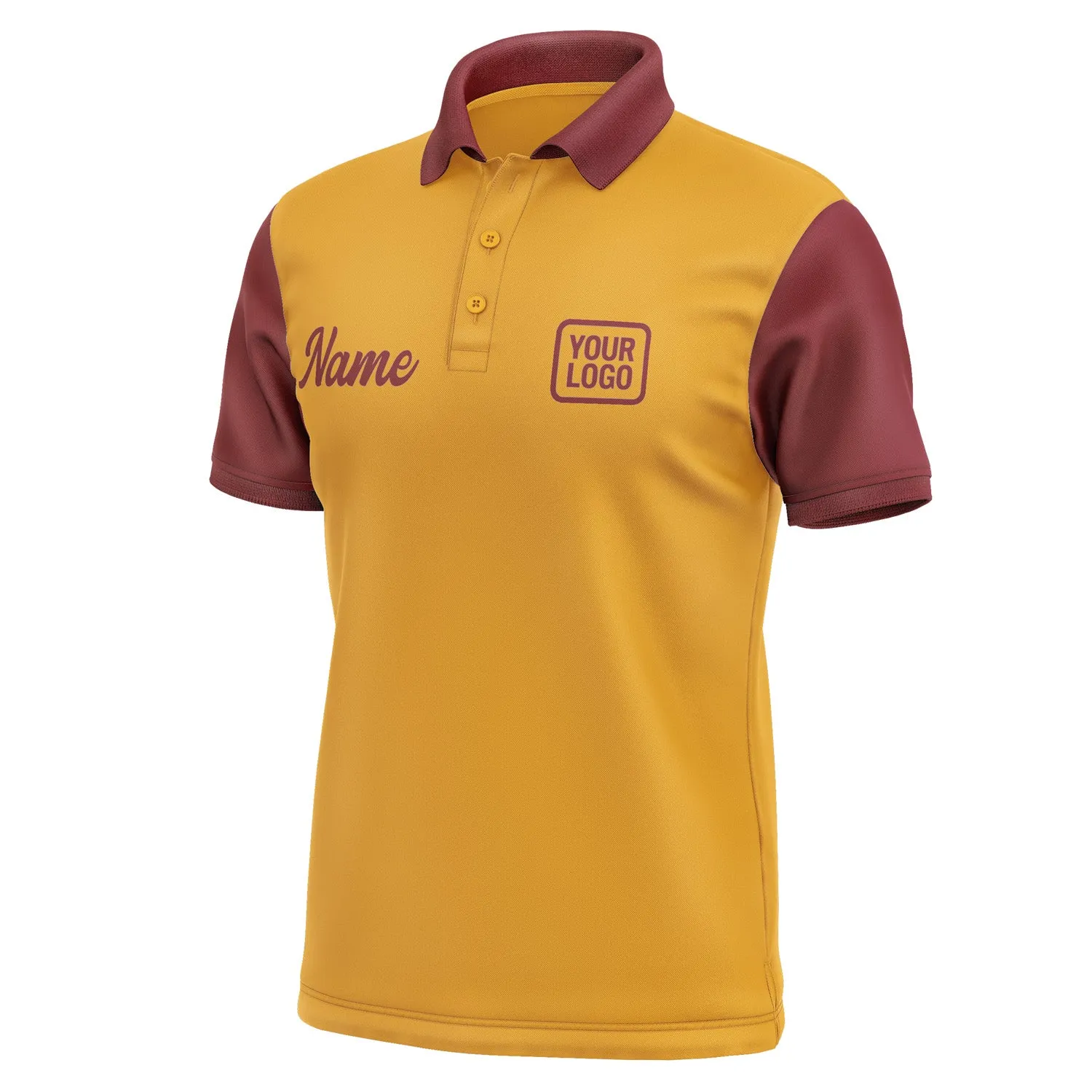 Custom Yellow Crimson Red Short-Sleeve Polo Shirt
