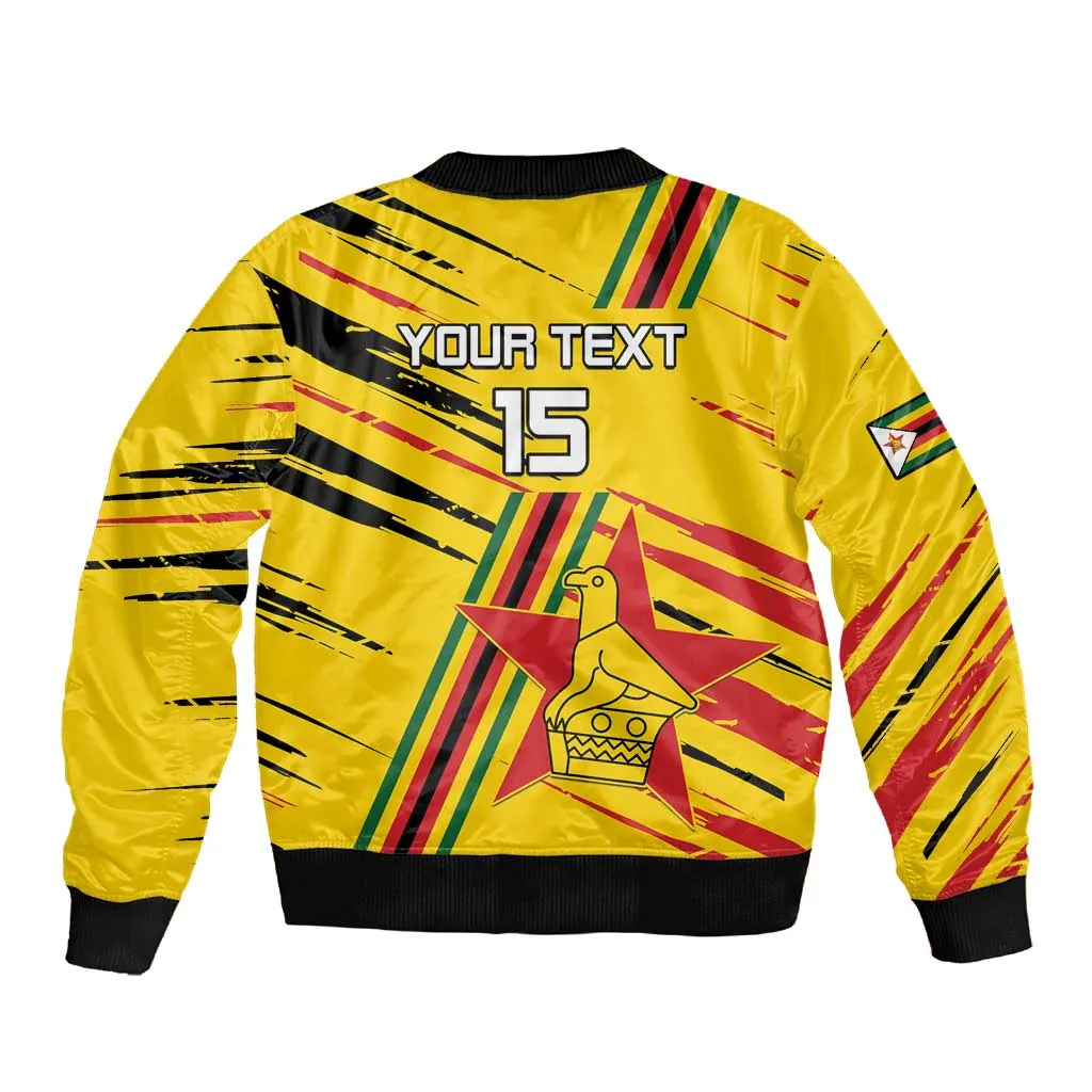 Custom Zimbabwe Football Sleeve Zip Bomber Jacket Grunge Style LT15