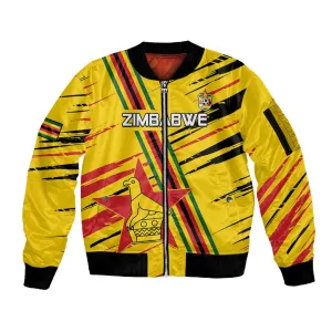 Custom Zimbabwe Football Sleeve Zip Bomber Jacket Grunge Style LT15