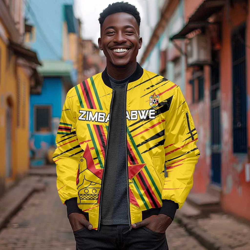 Custom Zimbabwe Football Sleeve Zip Bomber Jacket Grunge Style LT15
