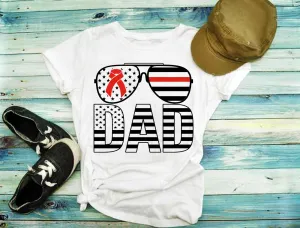 Dad | Red-Sunglasses | Awareness Ribbon | American Flags | Heart Disease T-Shirts