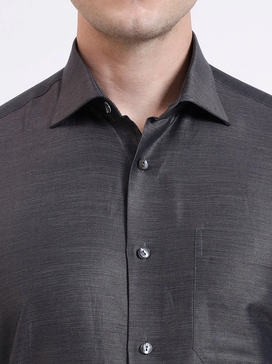 Dark Grey Solid Slim Fit Formal Shirt | JadeBlue