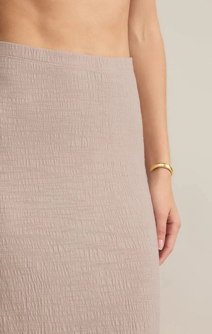 Delavine Textured Midi Skirt | Parchment