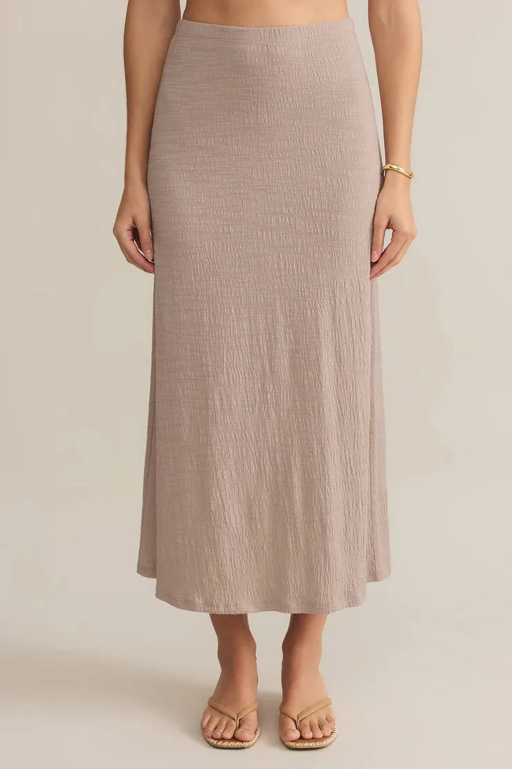 Delavine Textured Midi Skirt | Parchment