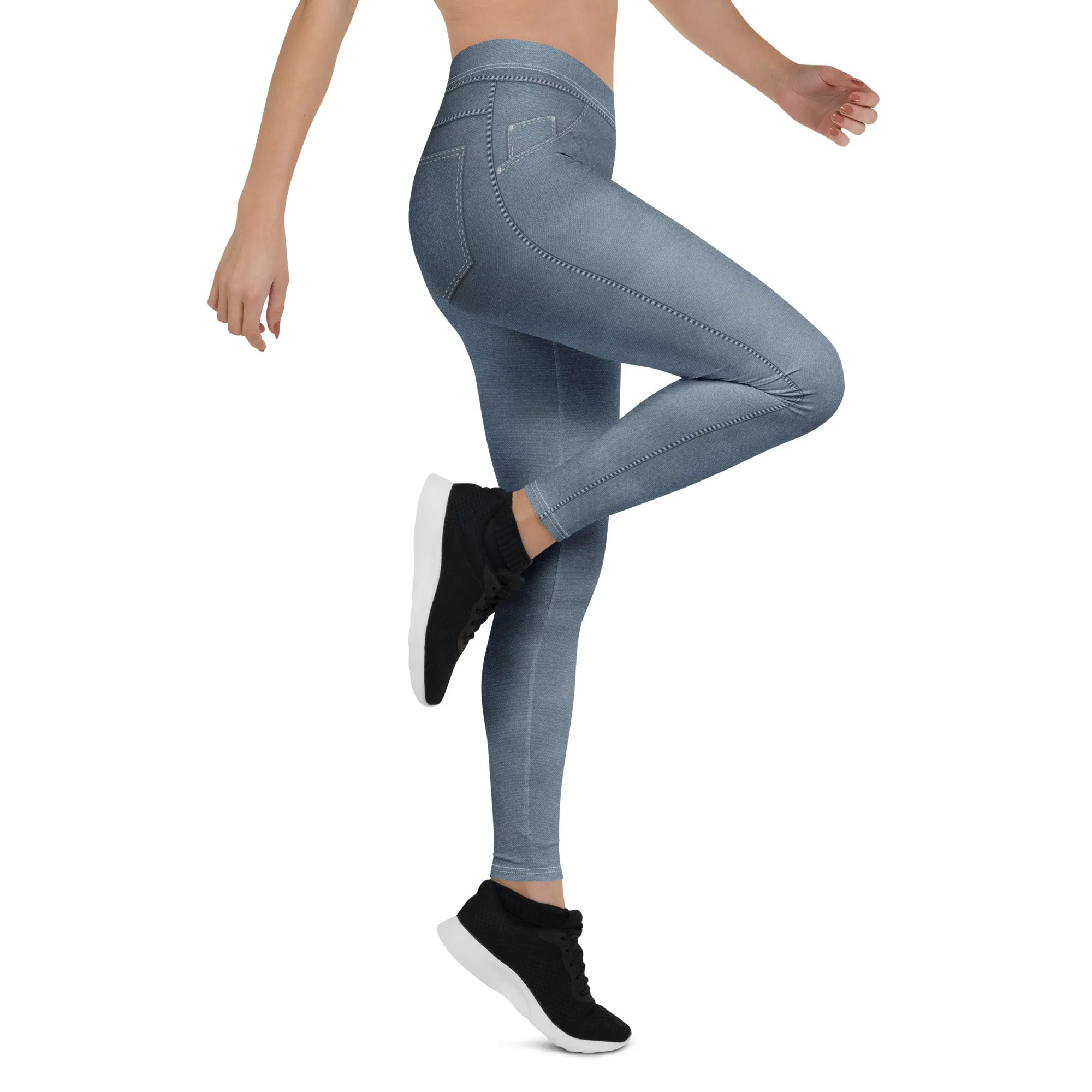 Denim Jeans Style Print Leggings