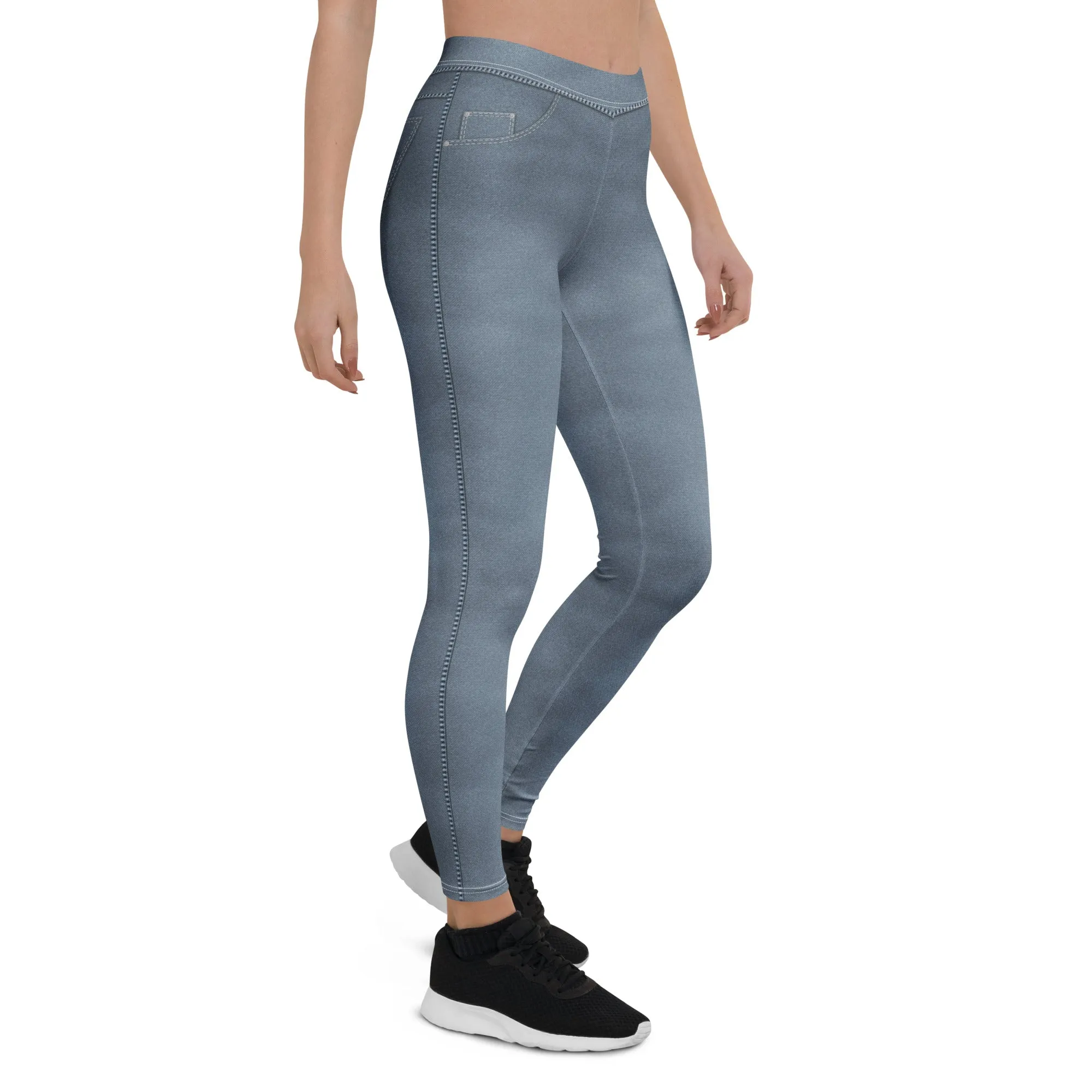 Denim Jeans Style Print Leggings