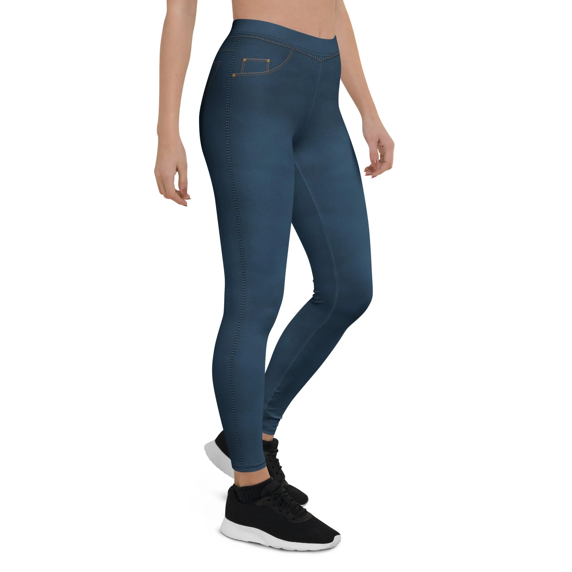 Denim Jeans Style Print Leggings