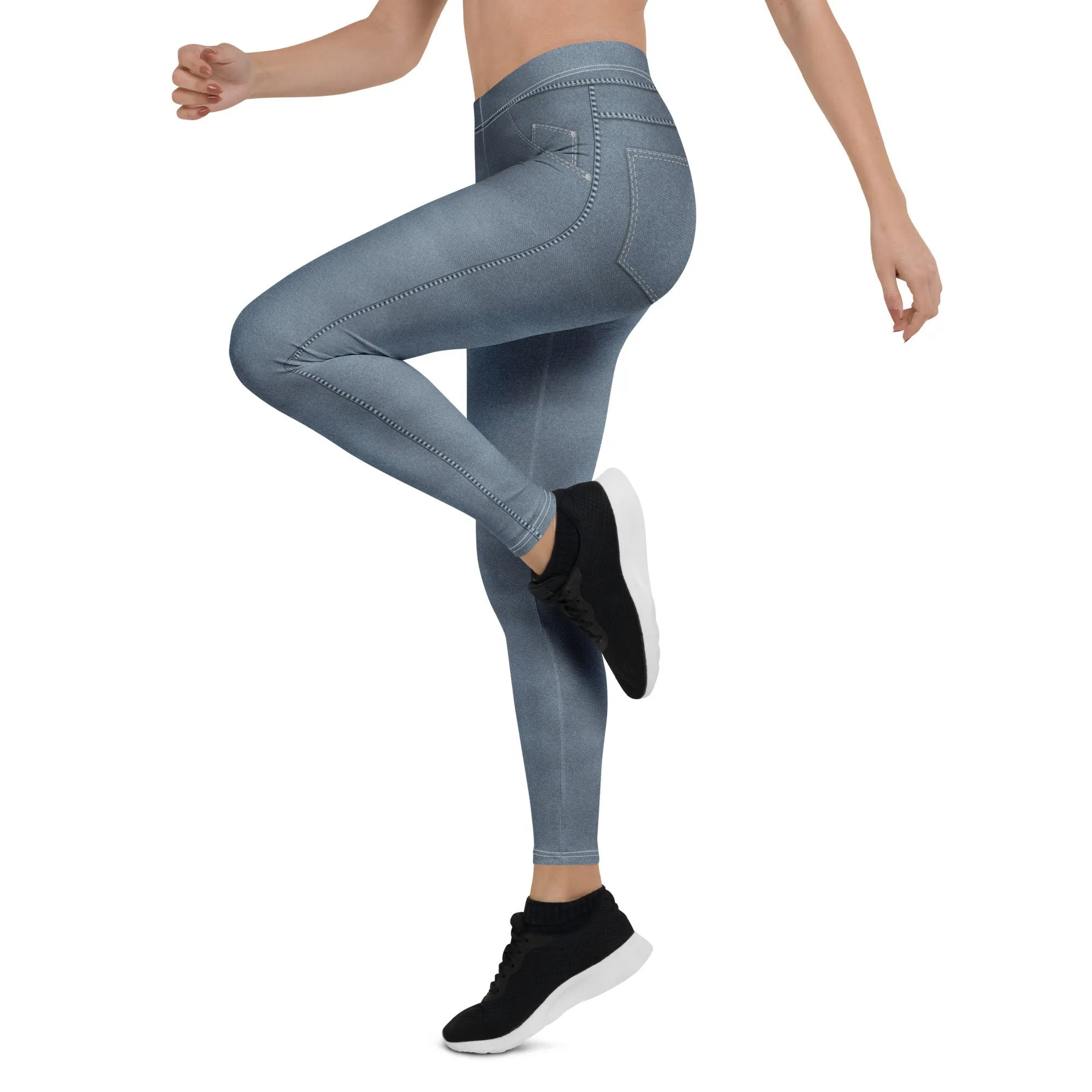 Denim Jeans Style Print Leggings