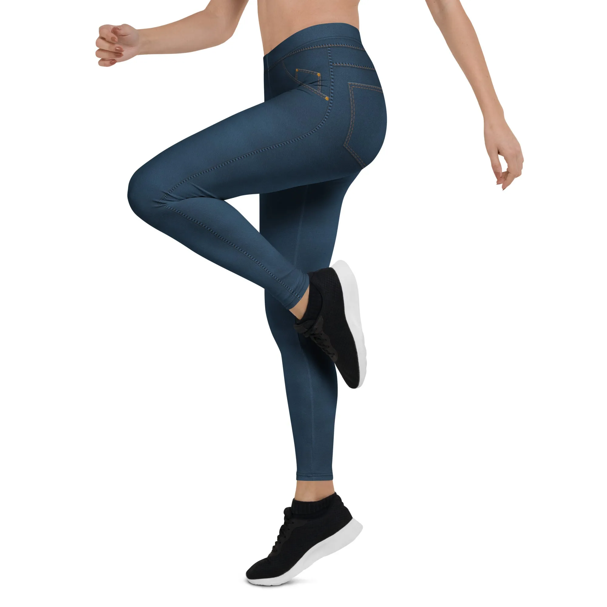 Denim Jeans Style Print Leggings