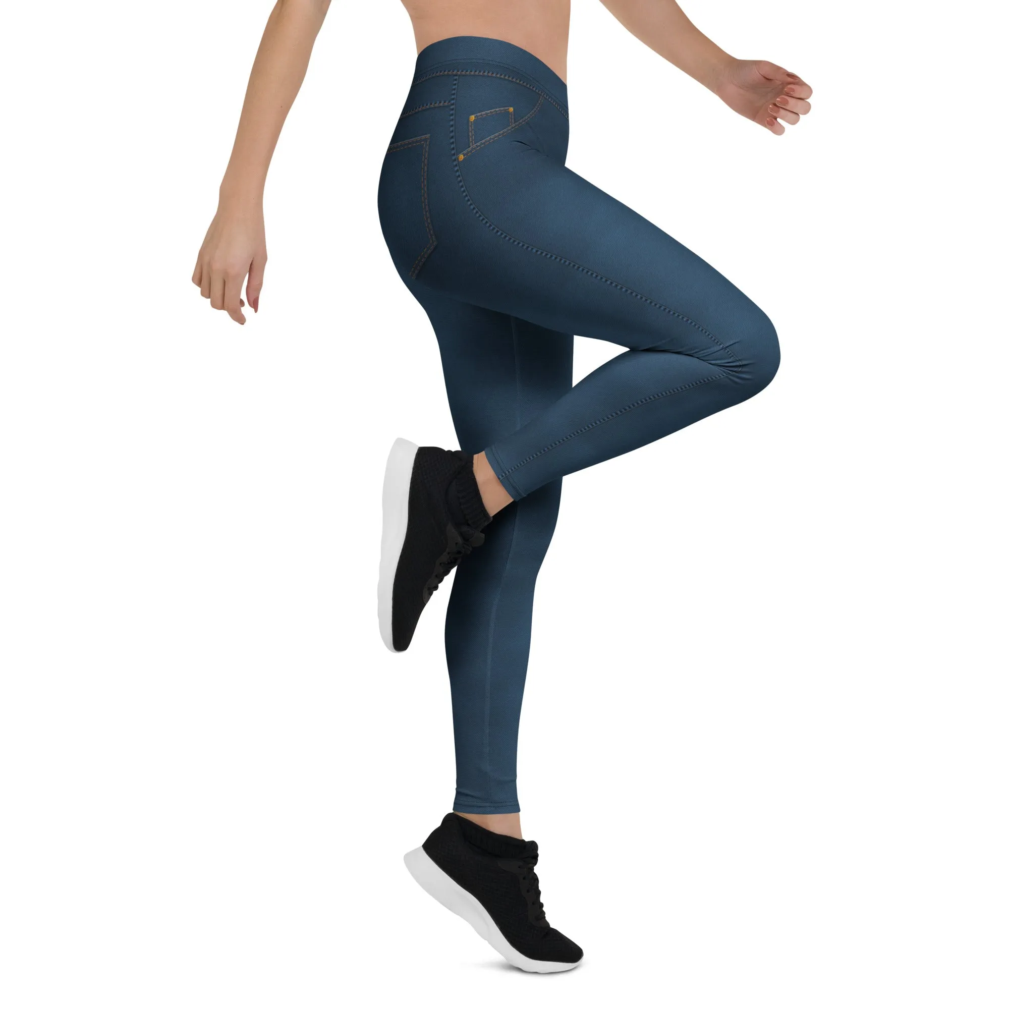 Denim Jeans Style Print Leggings