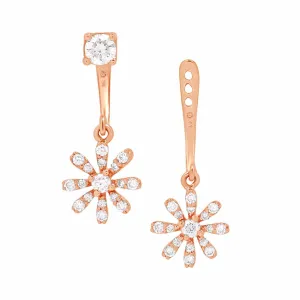 Diamond Flower Ear Jackets & Studs