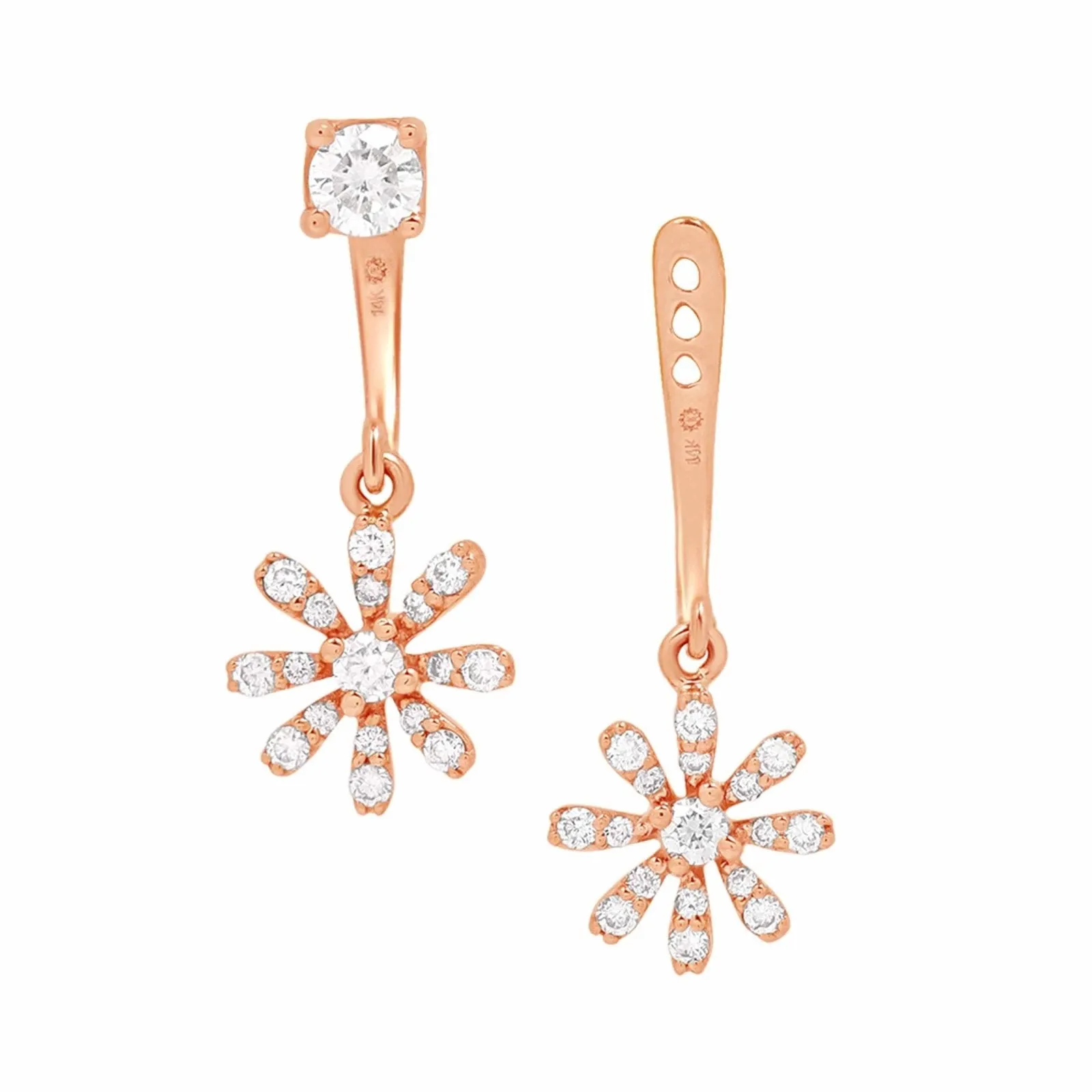 Diamond Flower Ear Jackets & Studs