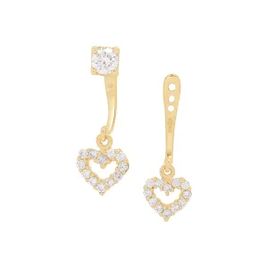 Diamond Heart Ear Jackets & Studs