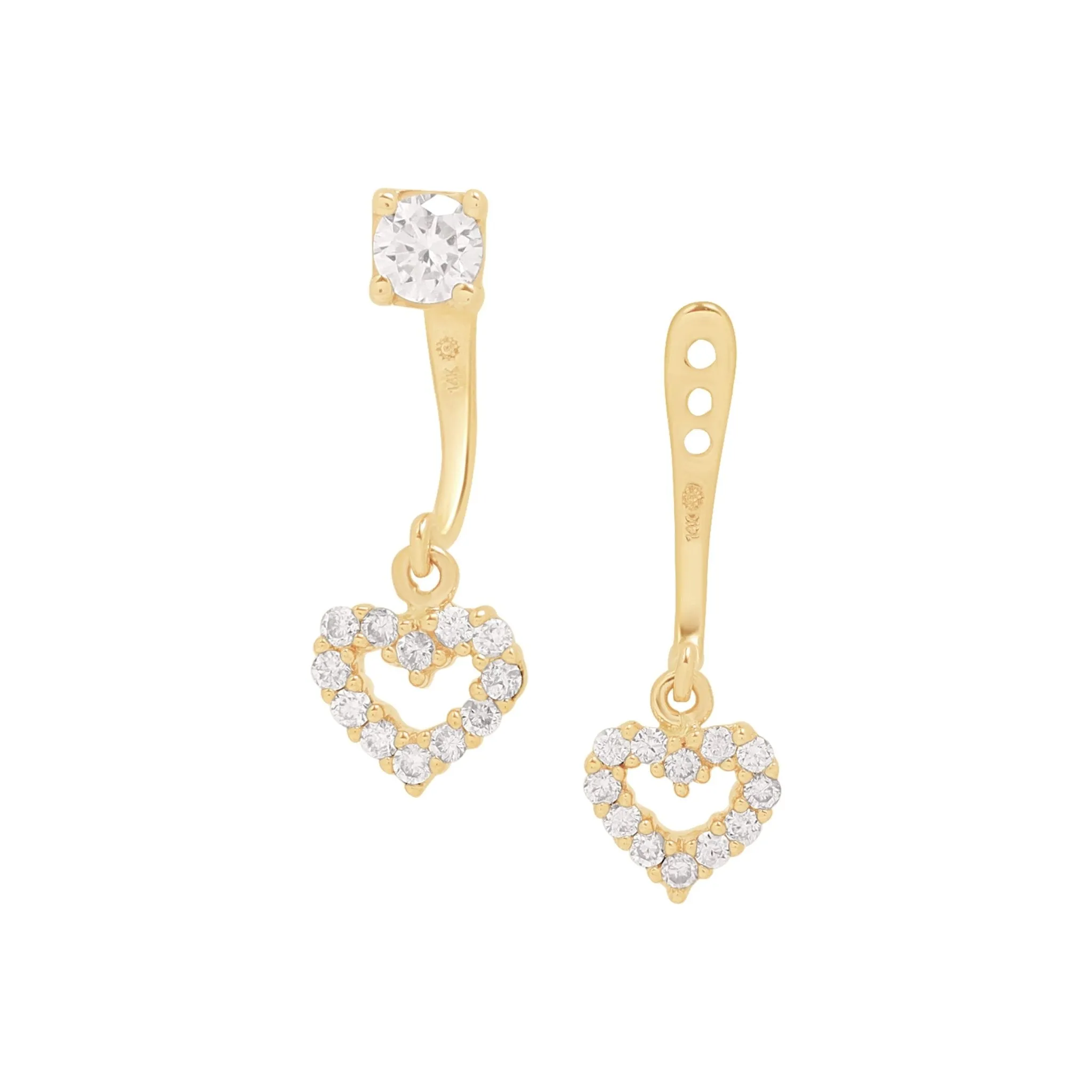 Diamond Heart Ear Jackets & Studs