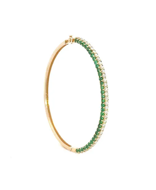 Diamond Side Emerald Bangle