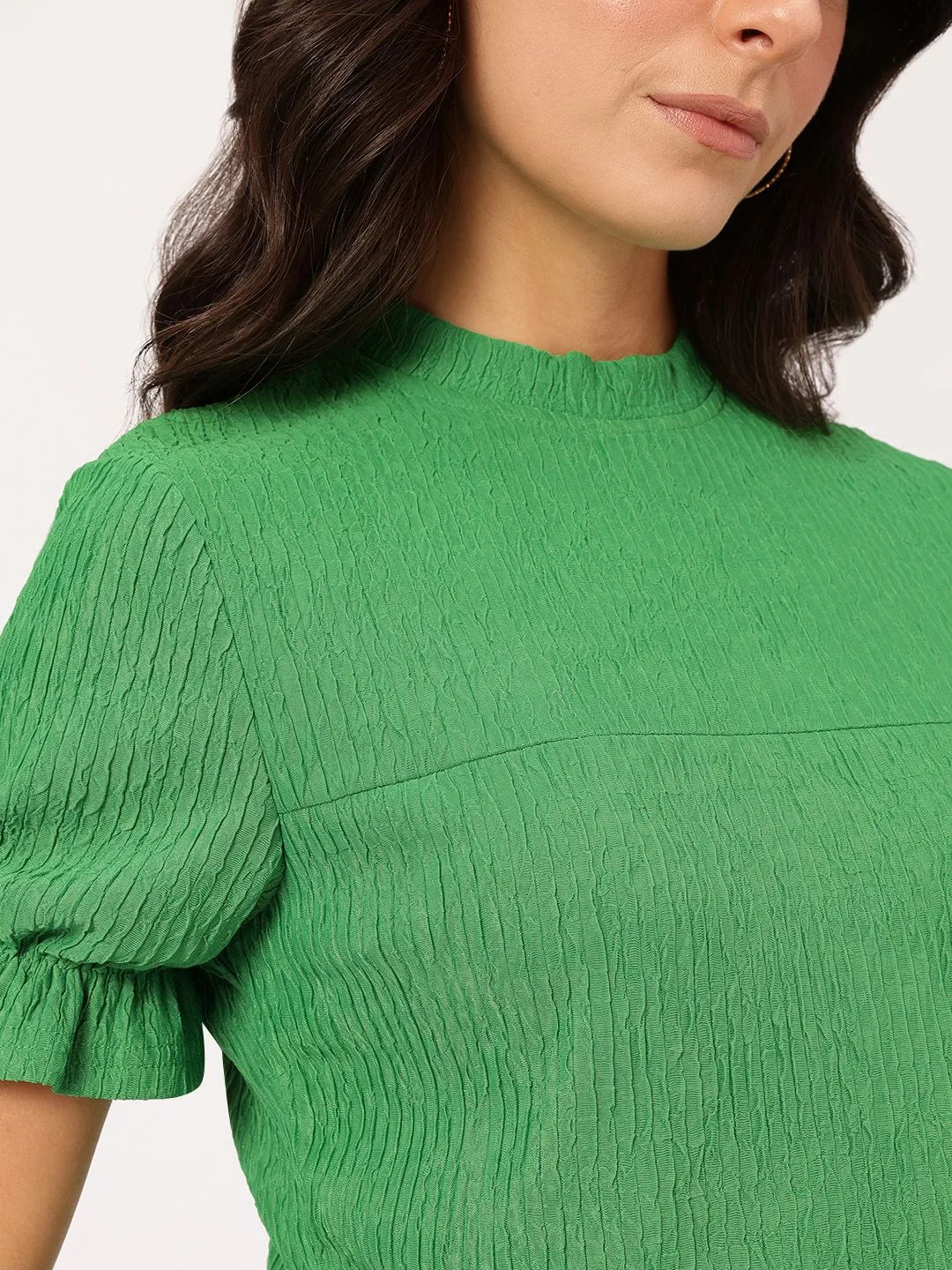 DressBerry Everyday Chic Textured Short Bell Sleeve Top