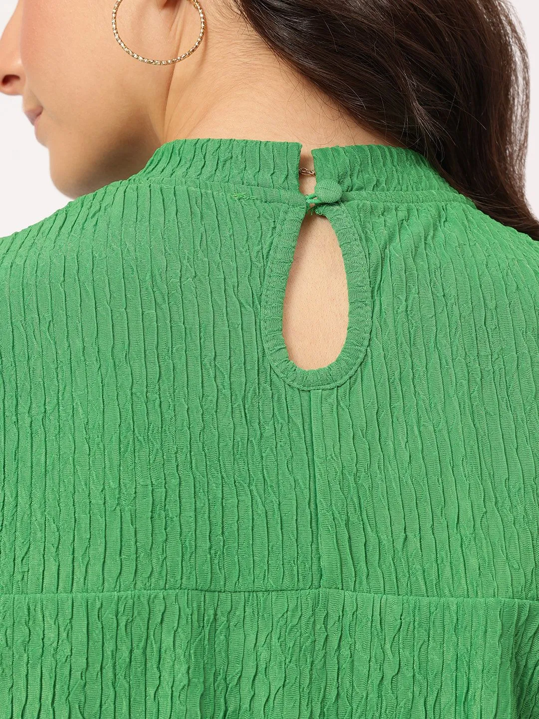 DressBerry Everyday Chic Textured Short Bell Sleeve Top