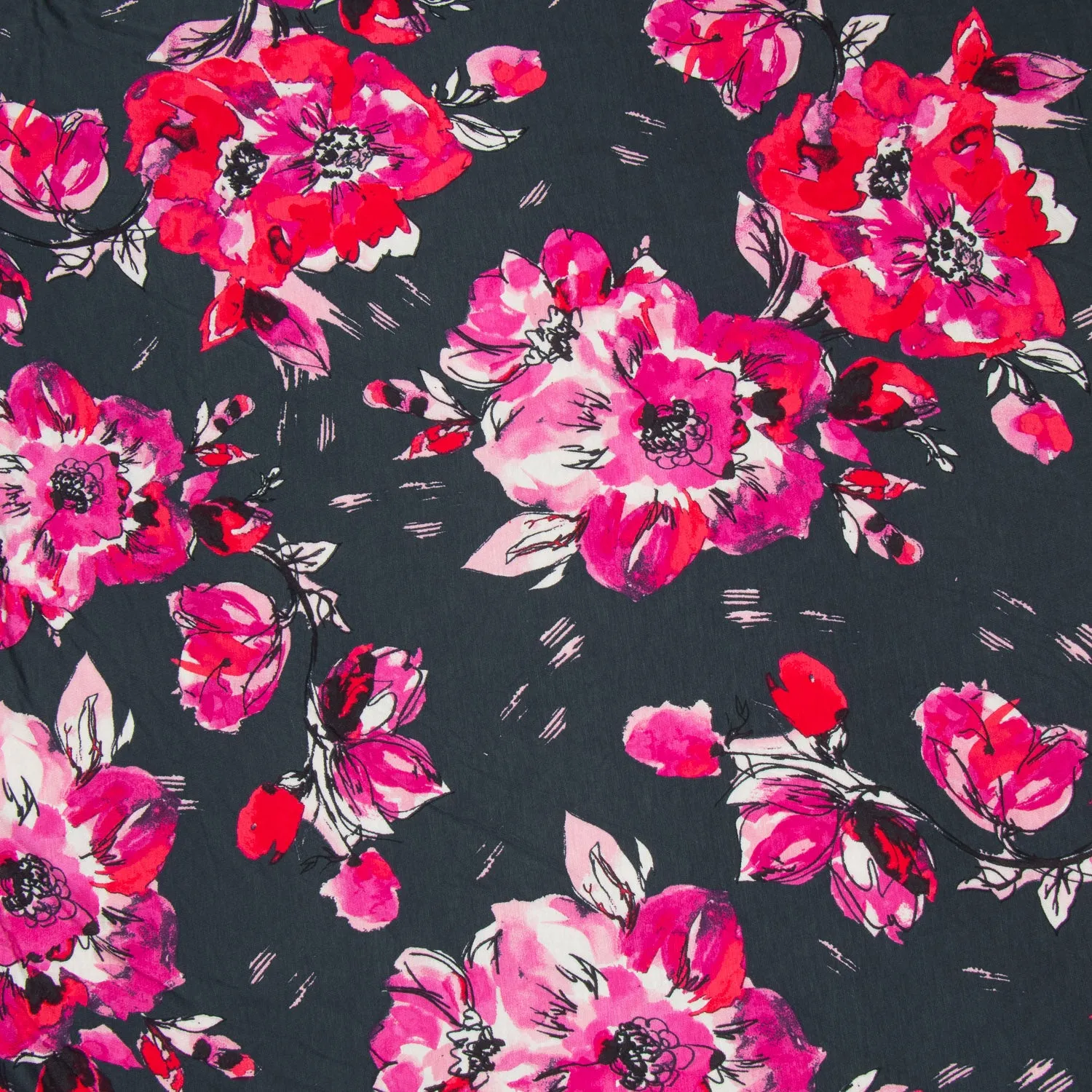 Dty Printed  Floral Navy Cerise