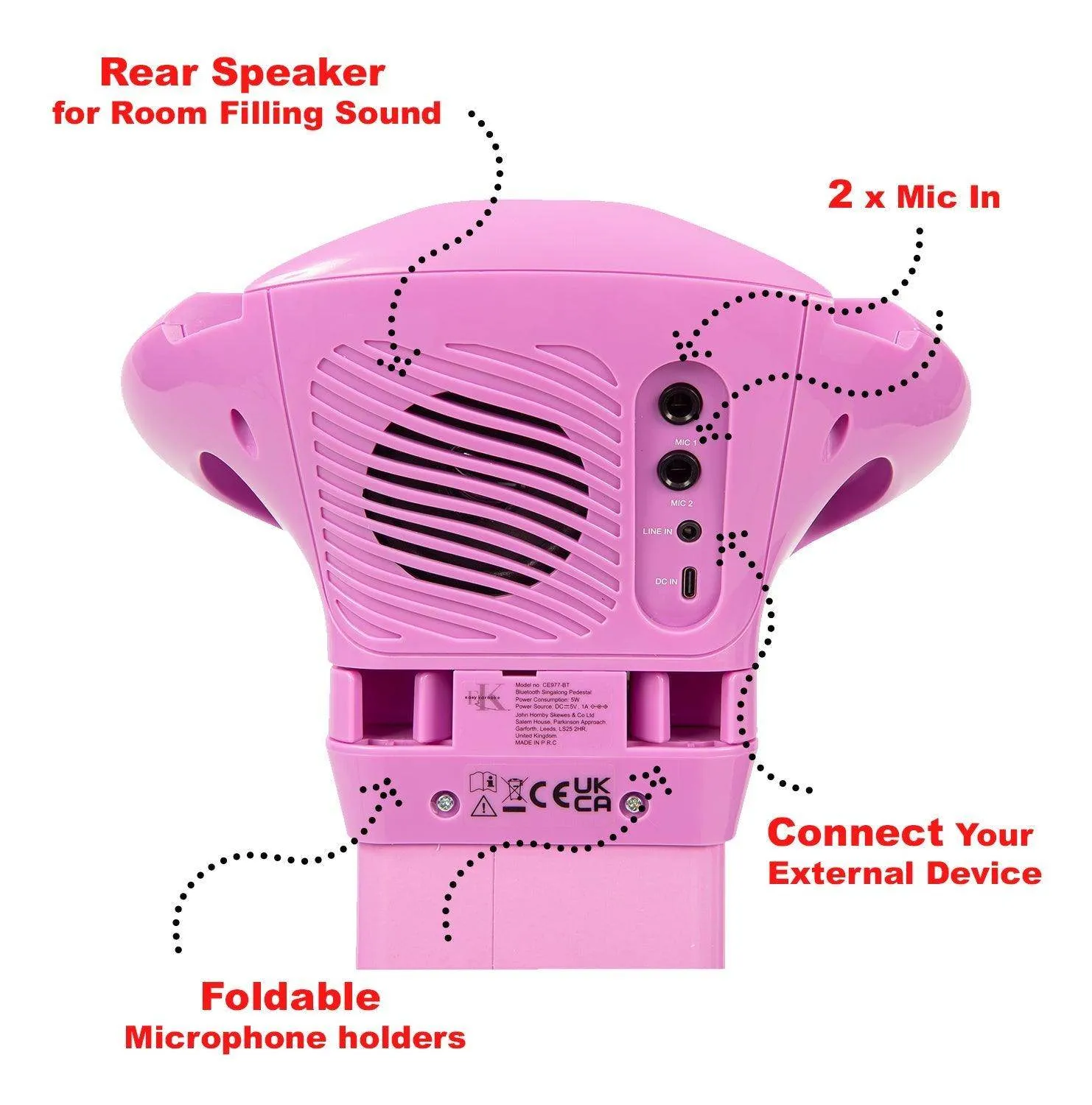 Easy Karaoke Bluetooth® Kids Singalong Pedestal Karaoke Machine ~ Pink