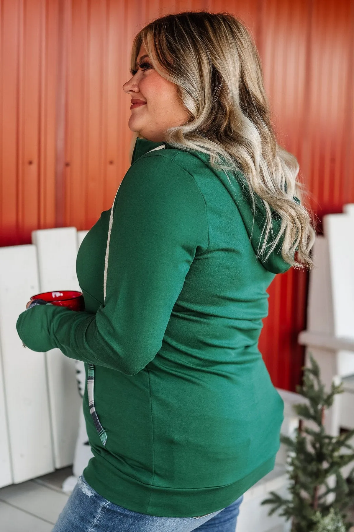 Easy To Love Quarter Zip Hoodie- Emerald Green
