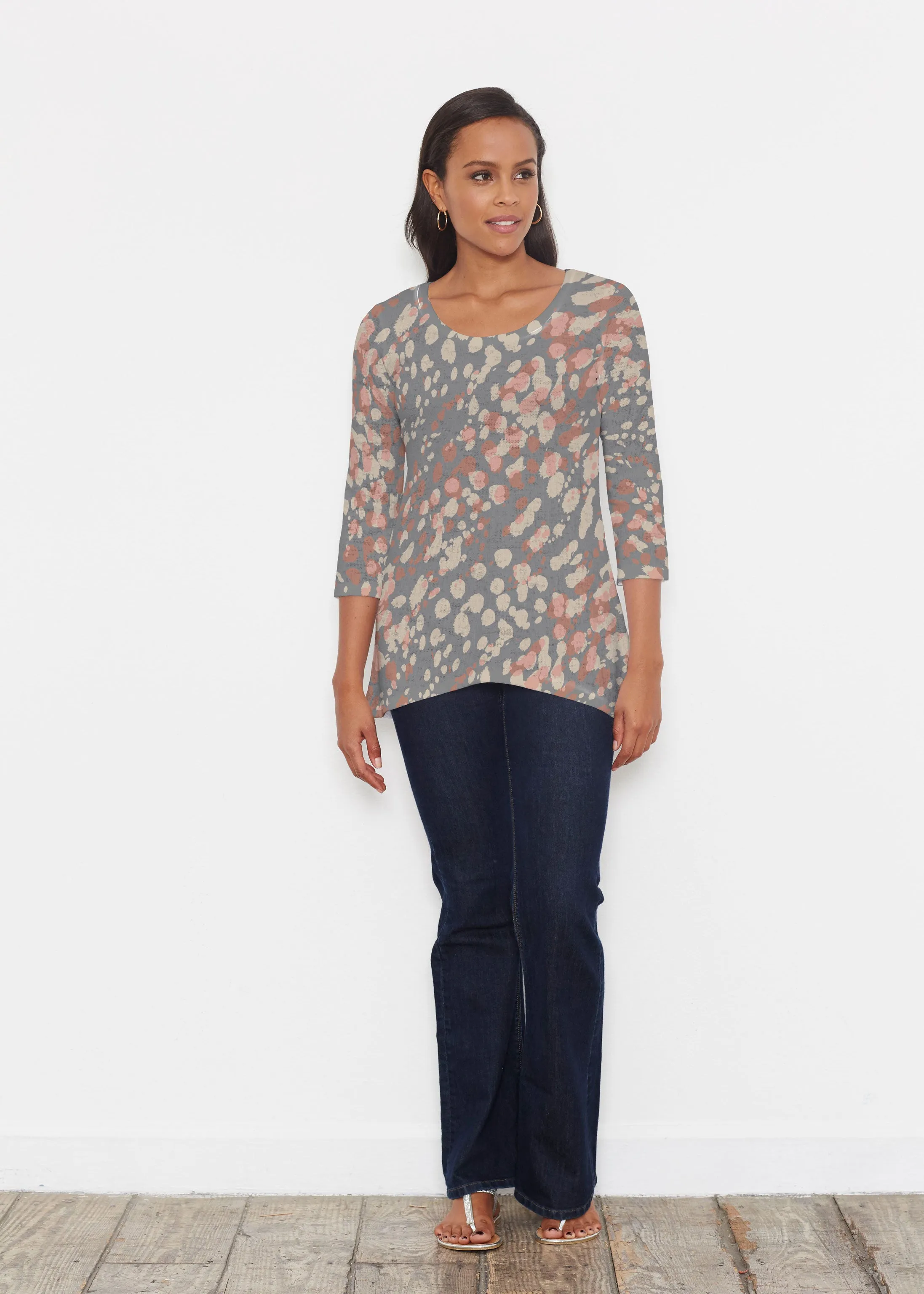 Edgy Splash (7877) ~ Katherine Hi-Lo Thermal Tunic