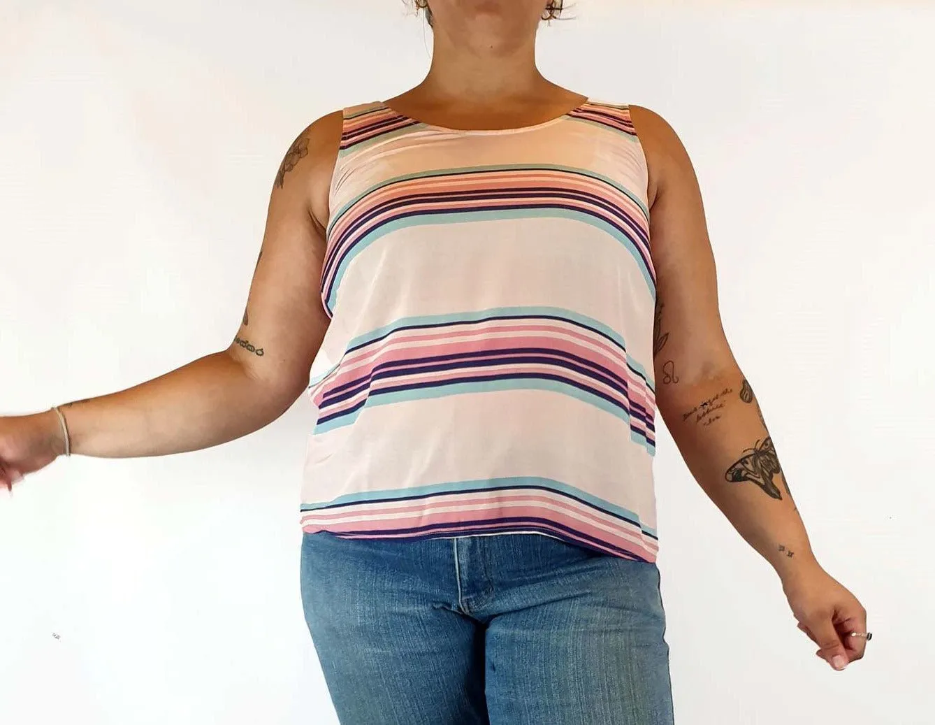 Ella Sanders pink-based striped top size L