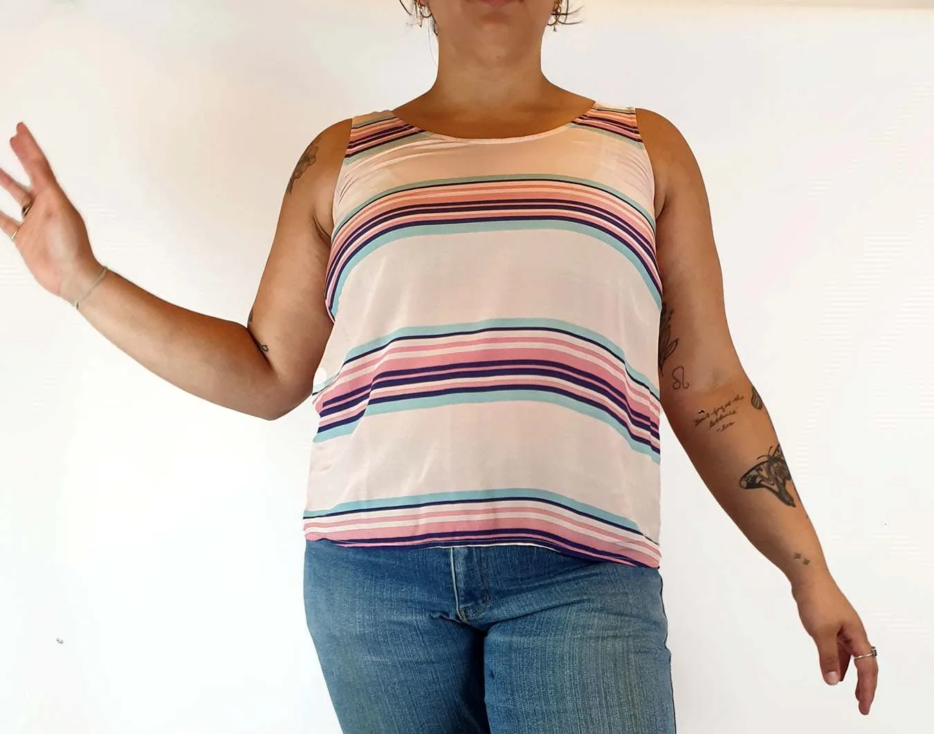Ella Sanders pink-based striped top size L