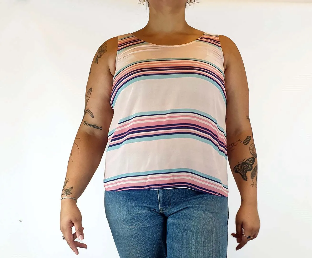 Ella Sanders pink-based striped top size L