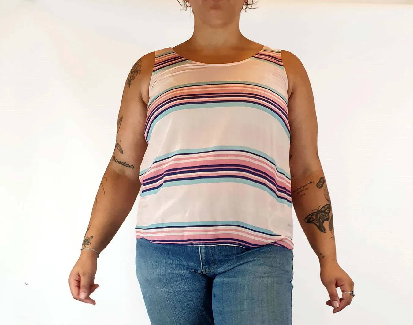 Ella Sanders pink-based striped top size L