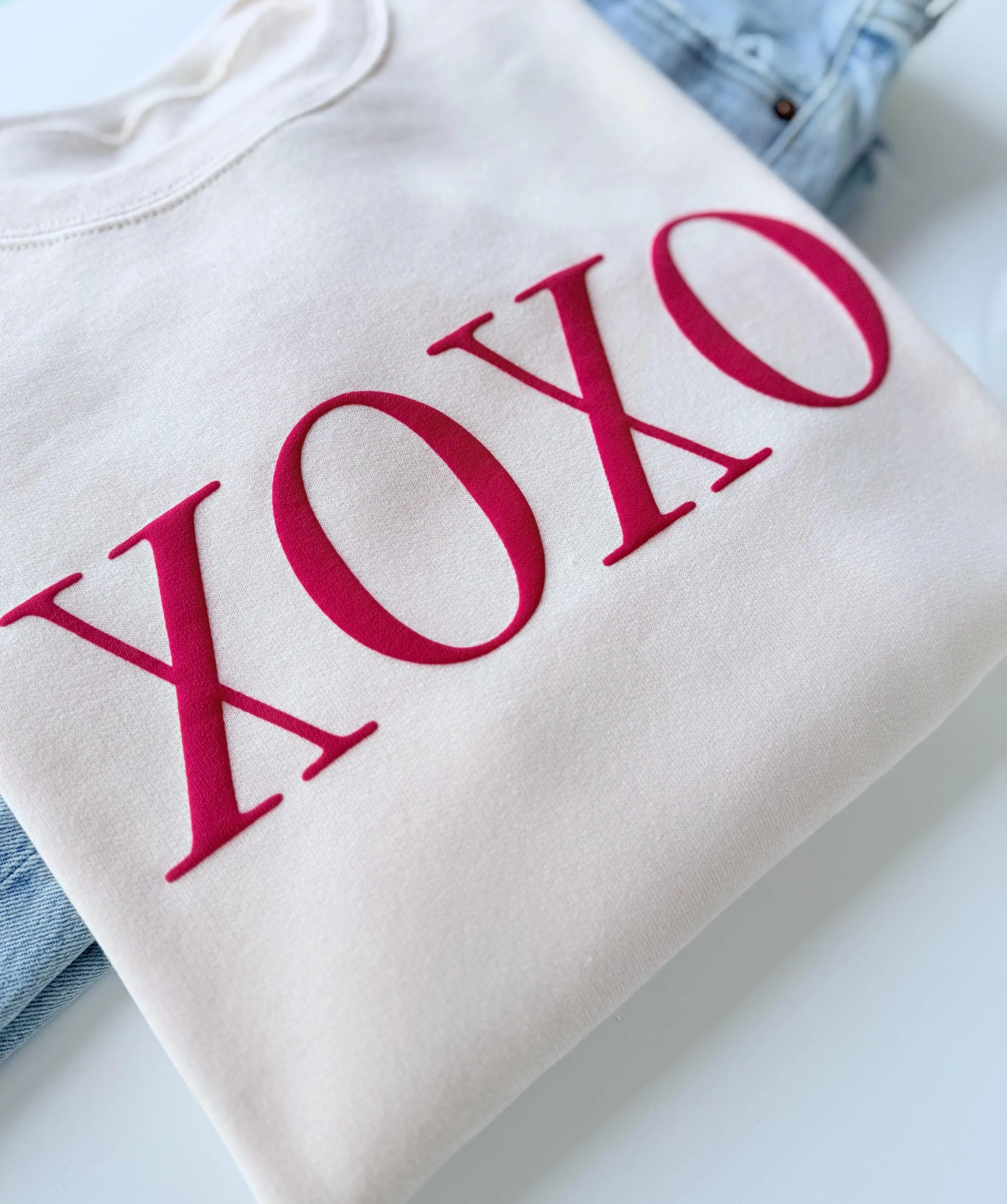 Embossed XOXO Puff Valentines Sweatshirt