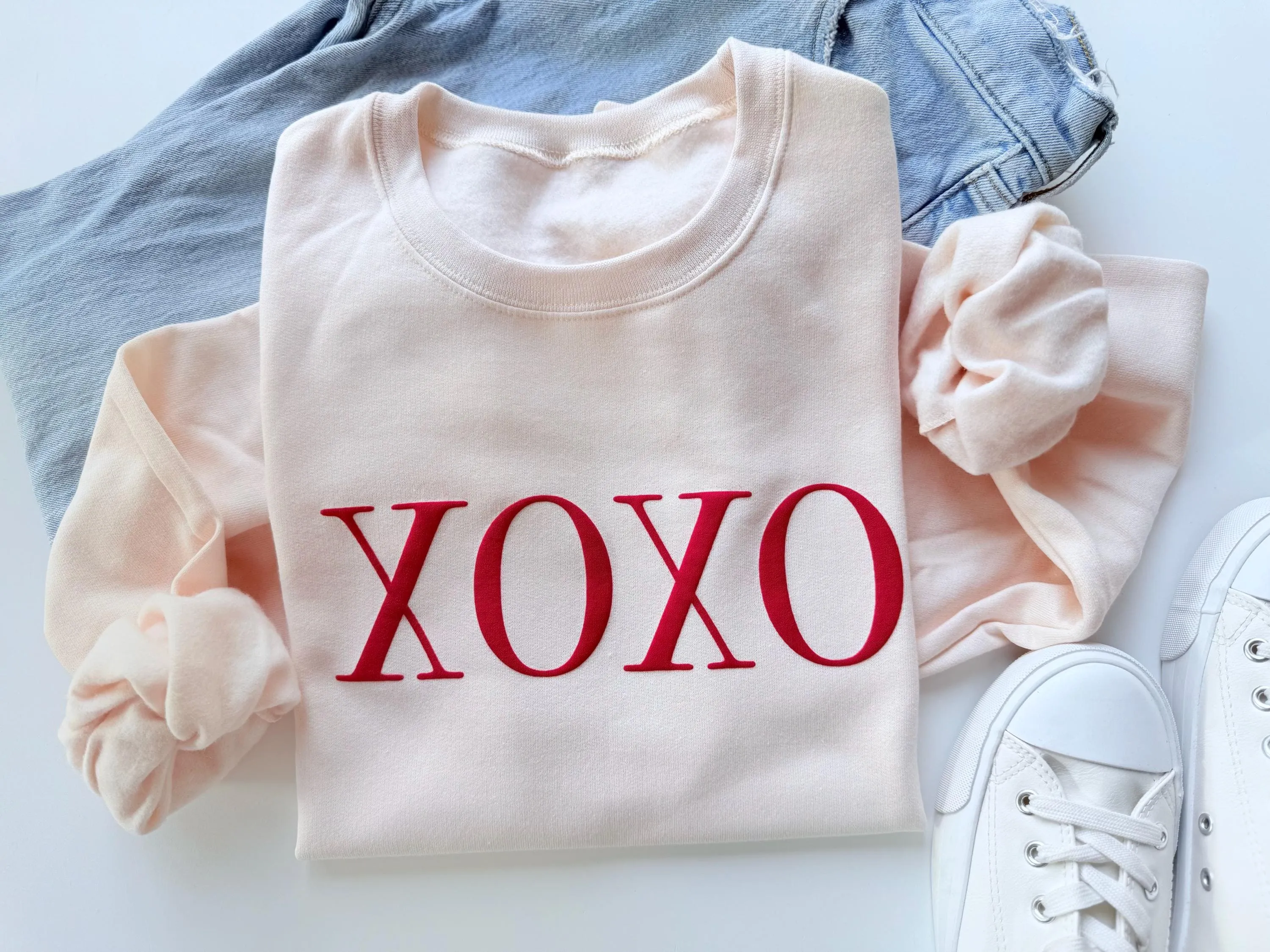 Embossed XOXO Puff Valentines Sweatshirt