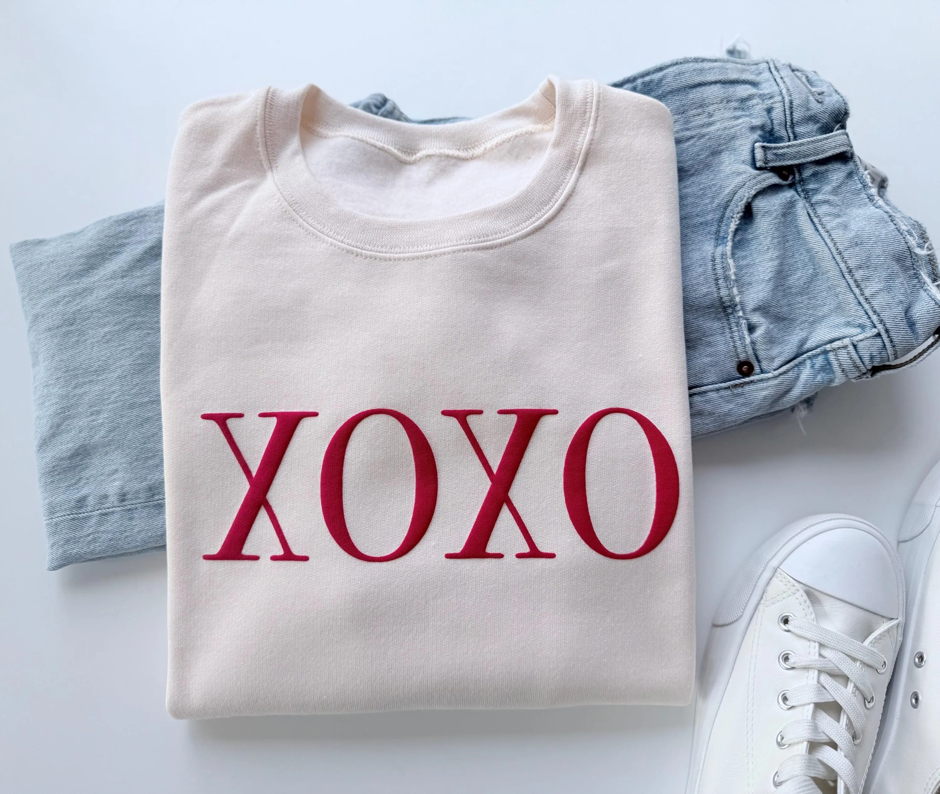 Embossed XOXO Puff Valentines Sweatshirt