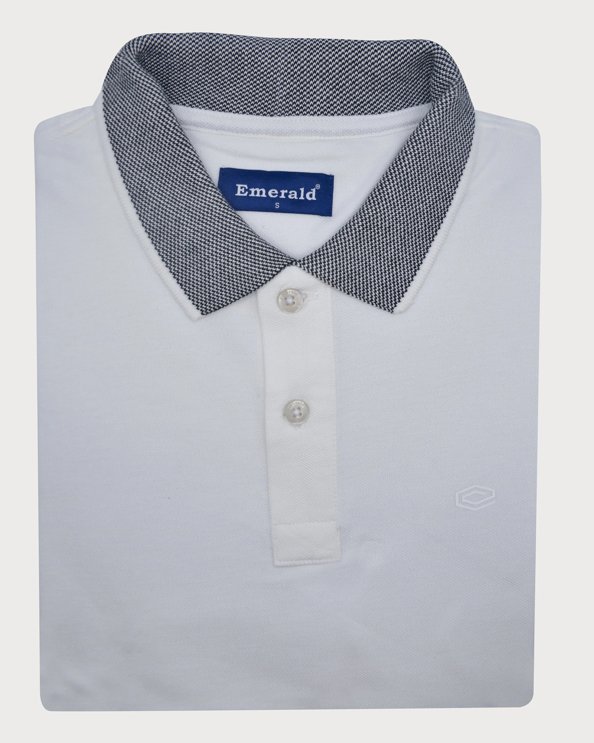 Emerald Polo Pique Solid Slim Fit-Egret