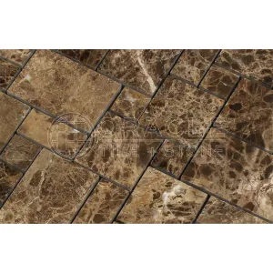 Emperador Dark Spanish Marble Mini-Versailles Pattern Mosaic, Polished