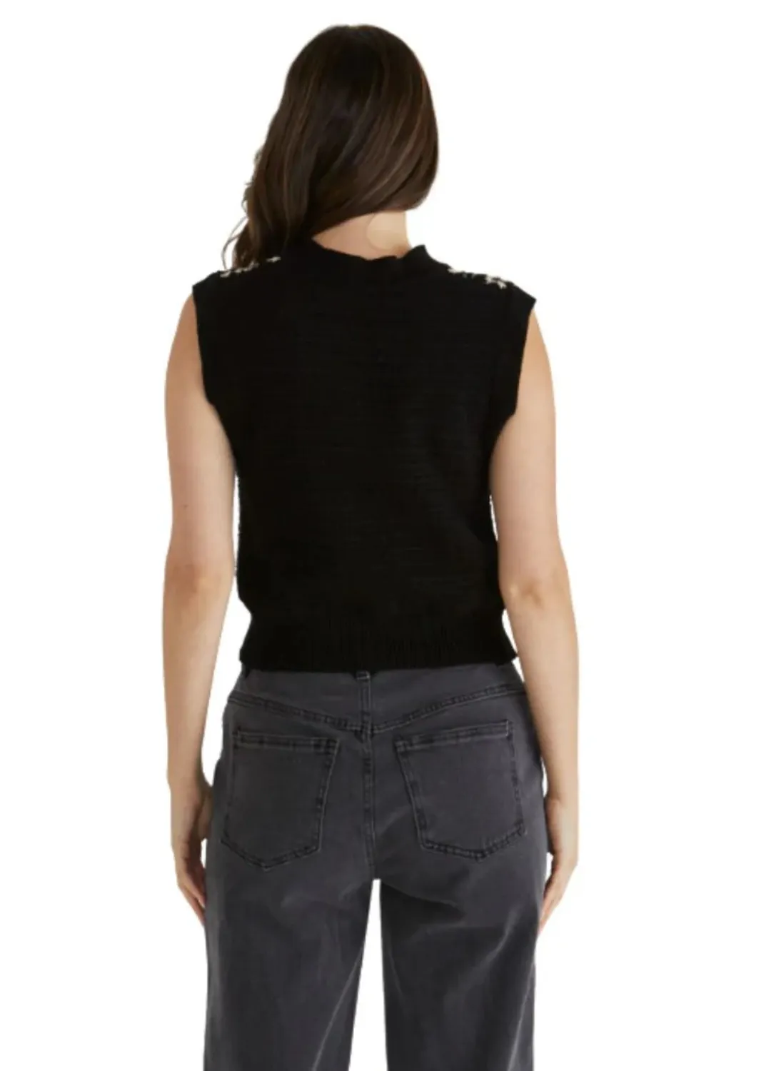 Erika Crochet Vest (Black/White)