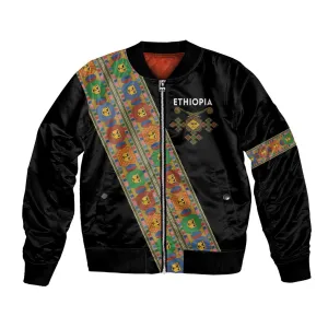 Ethiopia Saba Kemis Sash Style Bomber Jacket Black Color LT15