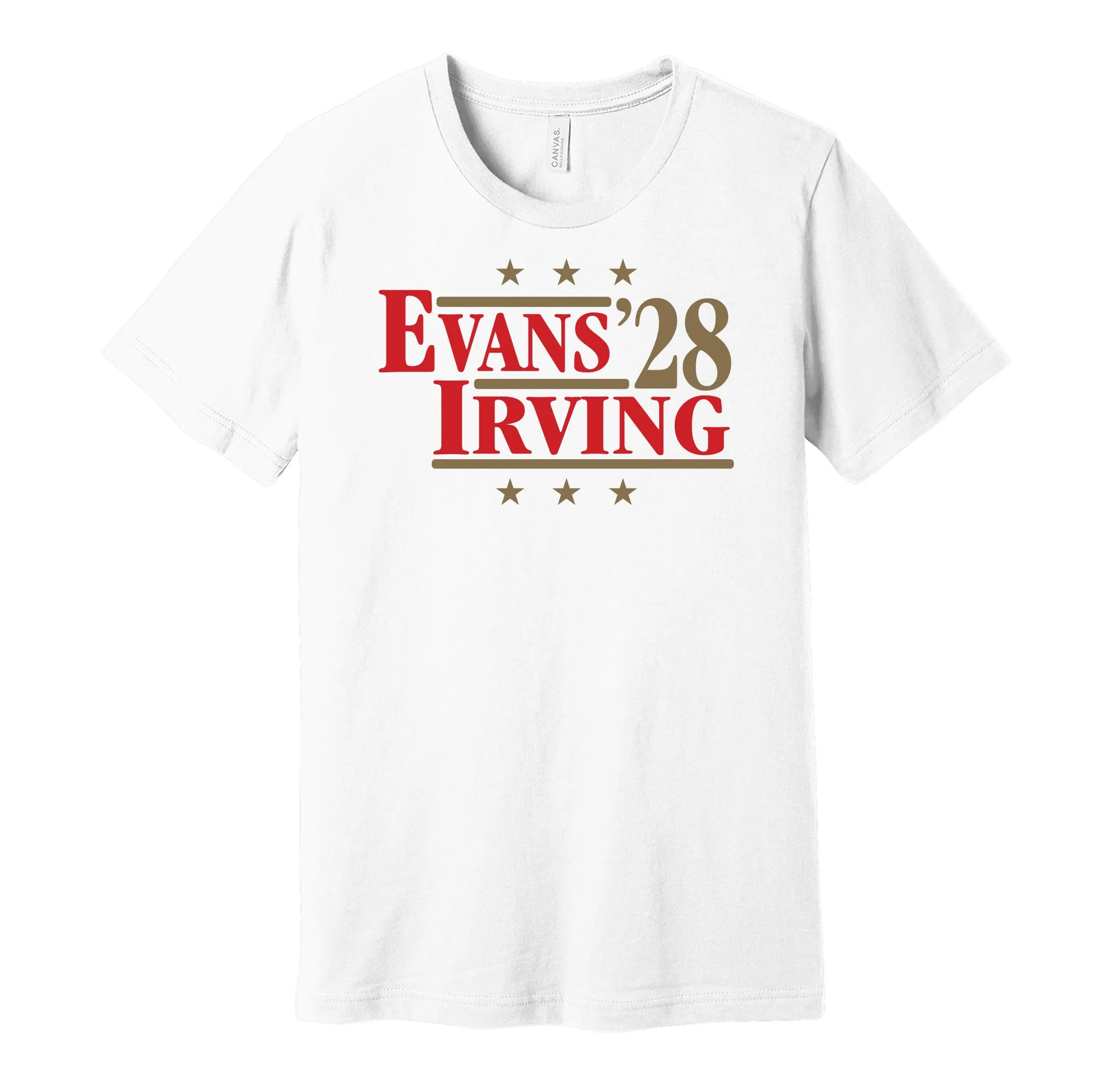Evans & Irving '28 - Tampa Bay Football Political Campaign Parody T-Shirt - Hyper Than Hype Shirts