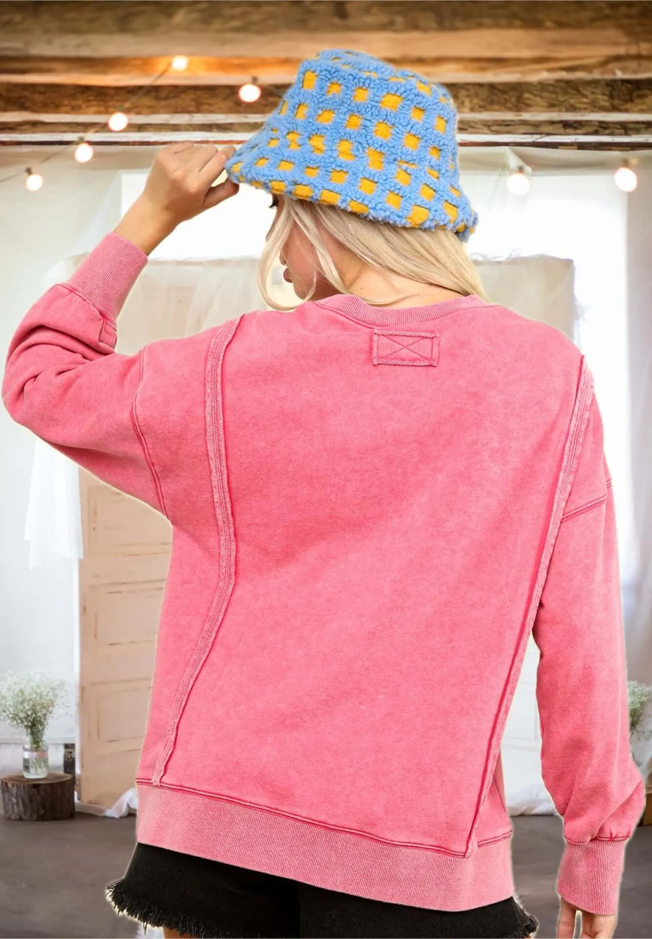 Everybody Knows Mineral Washed French Terry Top in Pink