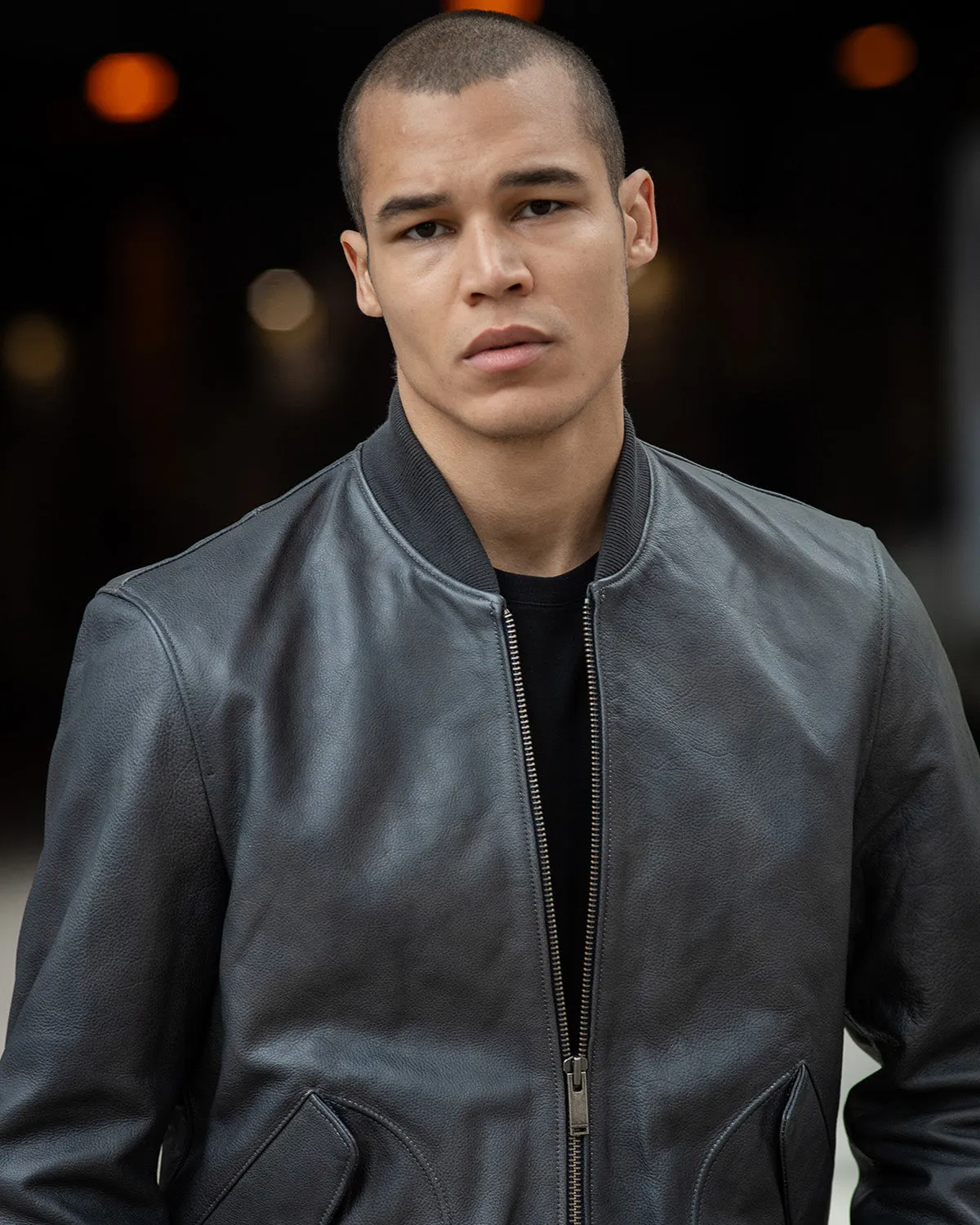 EXCLUSIVE SURPLU LEATHER JACKET IN BLUE