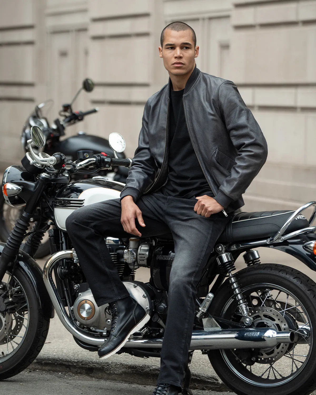 EXCLUSIVE SURPLU LEATHER JACKET IN BLUE