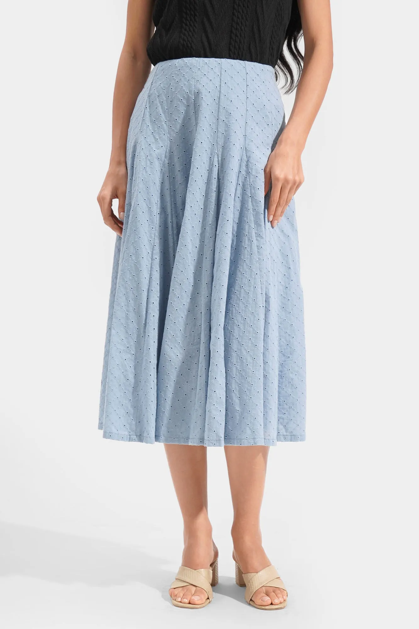 Eyelet Midi Skirt