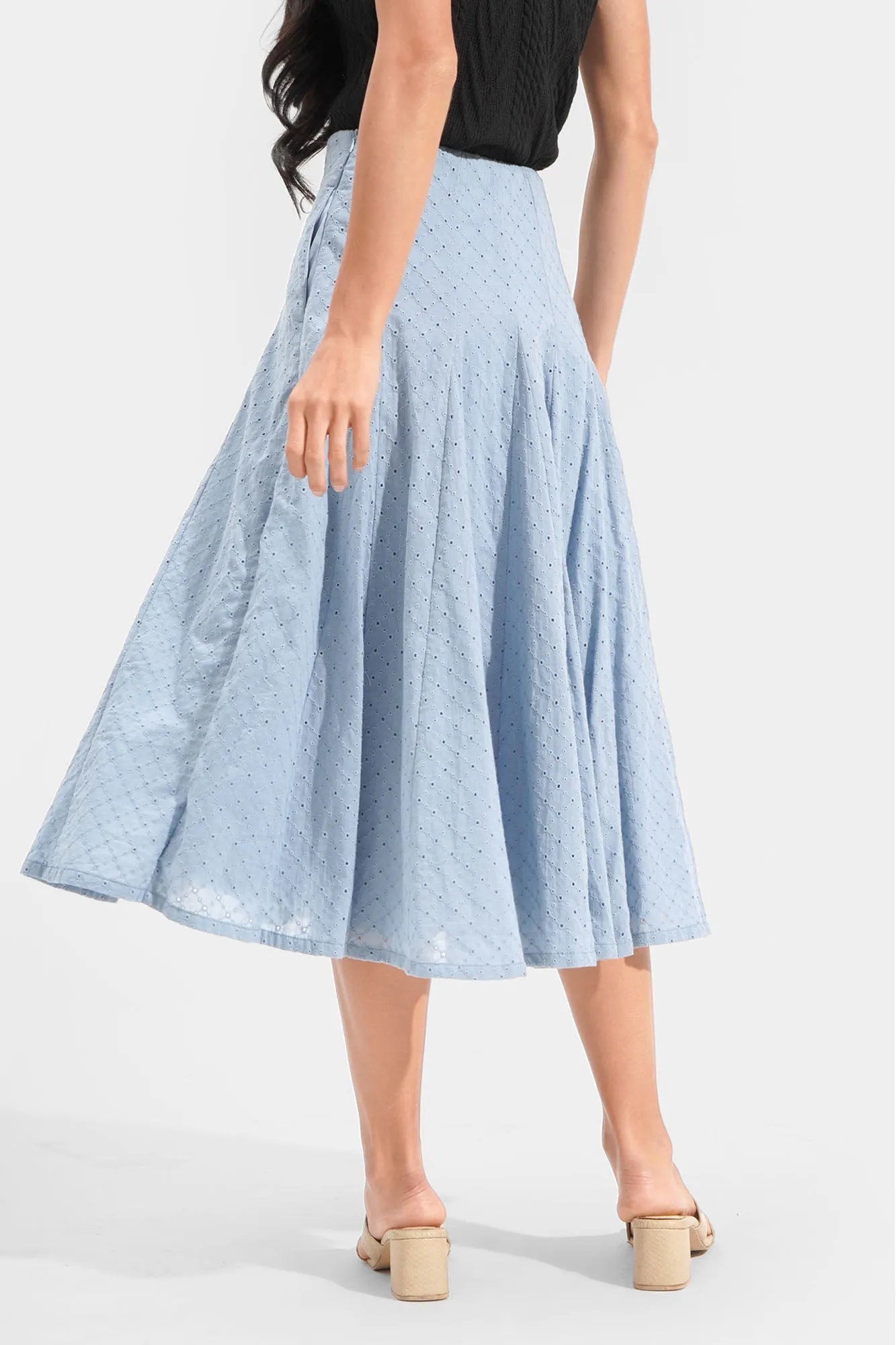 Eyelet Midi Skirt